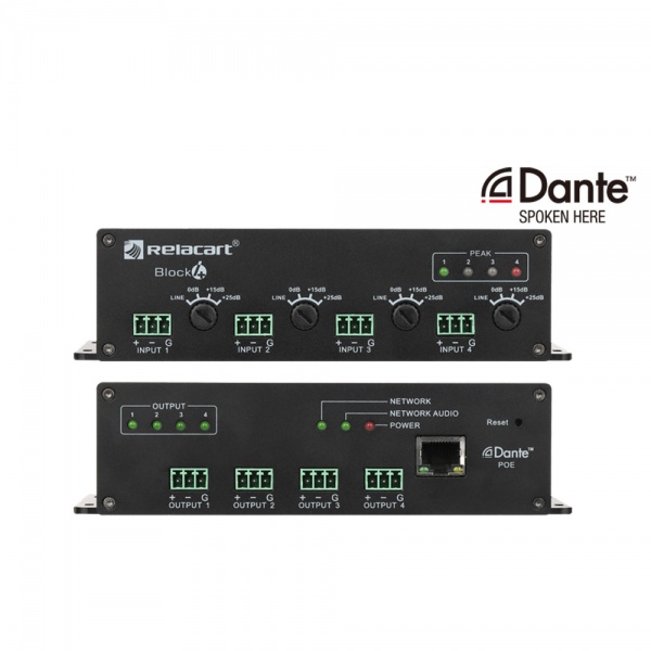 Relacart Block 4 Dante Networked Audio Interface